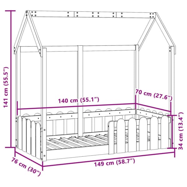 sengeramme til husseng 70x140 cm massivt fyrretræ gyldenbrun