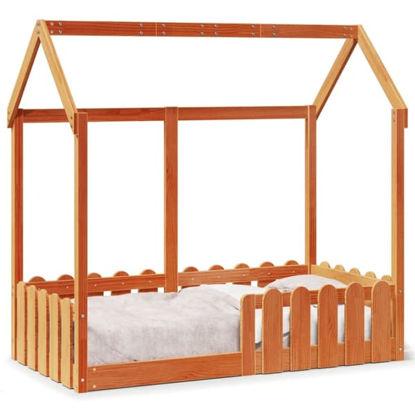 sengeramme til husseng 70x140 cm massivt fyrretræ gyldenbrun