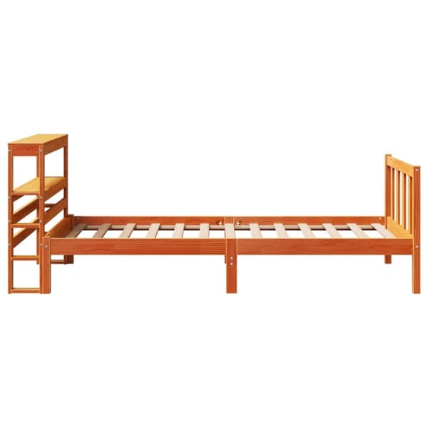 Sängynrunko päädyllä vahanruskea 90x190 cm täysi mänty