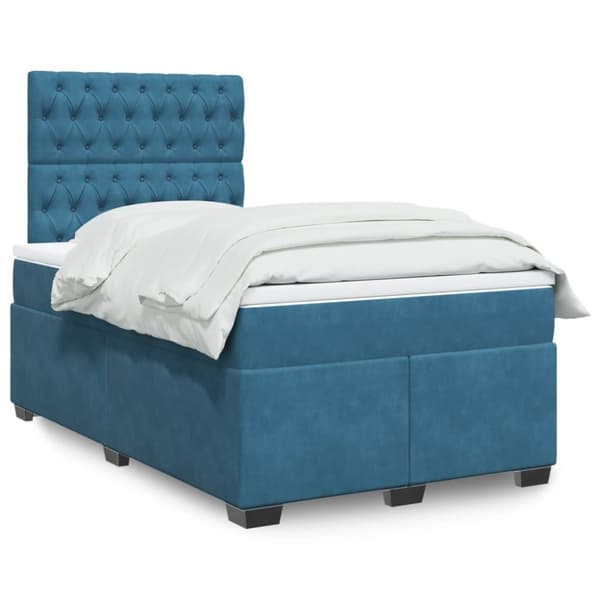 kontinentalseng med madras 120x190 cm velour blå