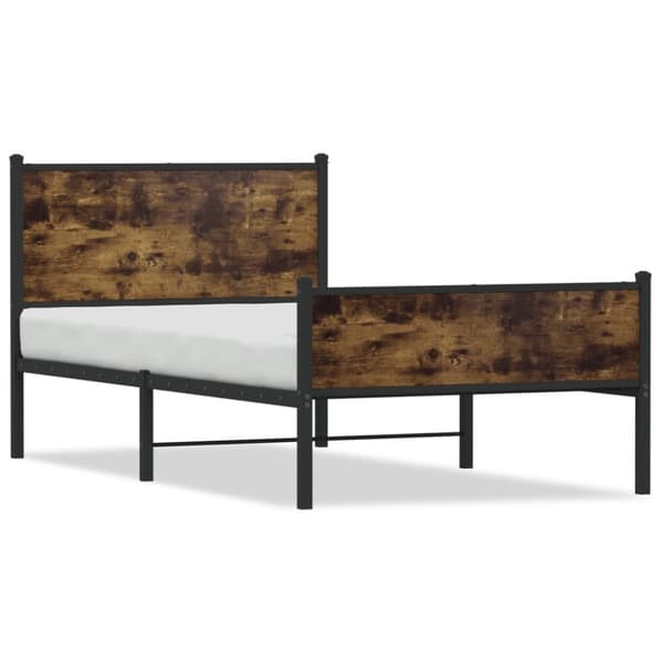 sengeramme uden madras 107x203 cm metal røget egetræsfarve