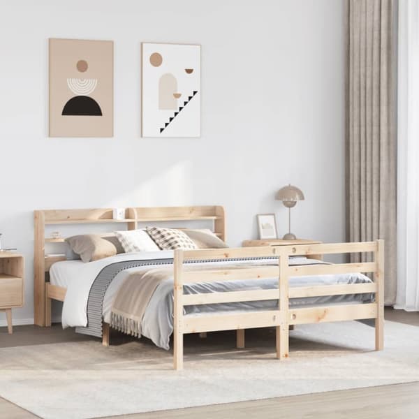 sengeramme med sengegavl 120x200 cm massivt fyrretræ hvid