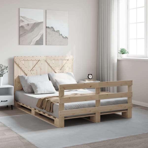 sengeramme med sengegavl 160x200 cm massivt fyrretræ