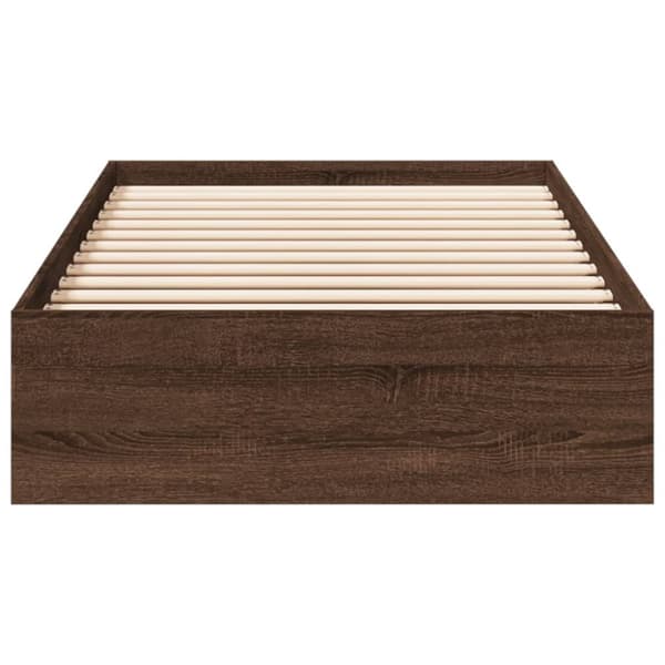 sengeramme med skuffer 100x200 cm konstrueret træ brunt egetræ