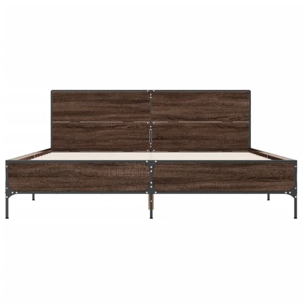 sengestel 140x190 cm konstrueret træ og metal brun egetræsfarve