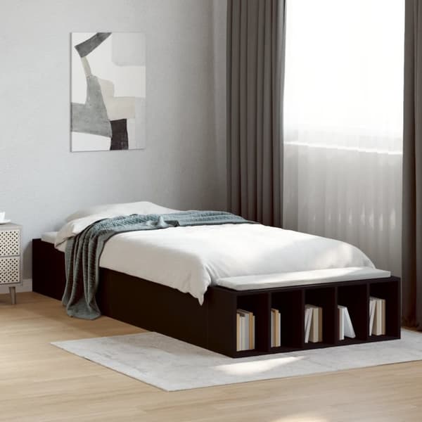 sengeramme 100x200 cm konstrueret træ sort
