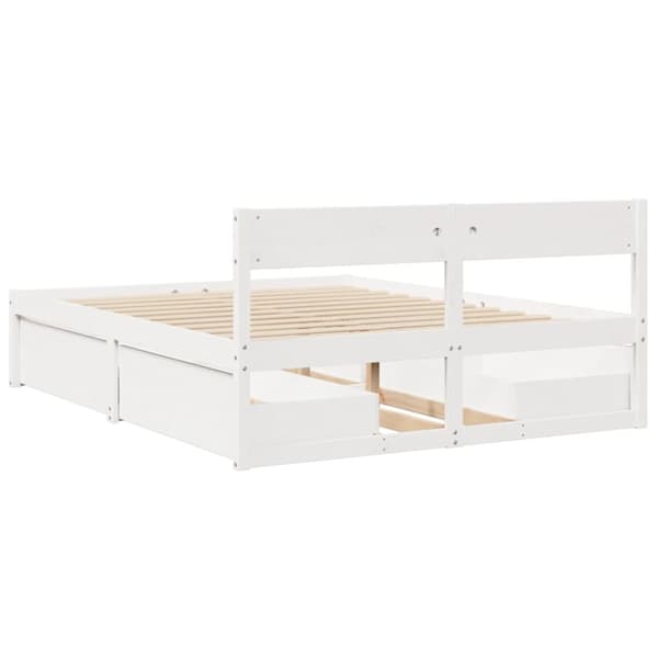sengeramme uden madras 140x200 cm massivt fyrretræ hvid