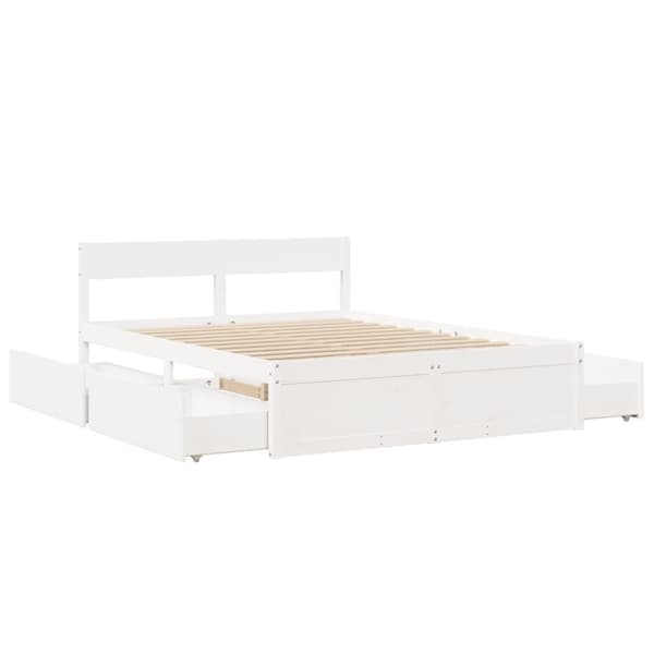 sengeramme uden madras 140x200 cm massivt fyrretræ hvid