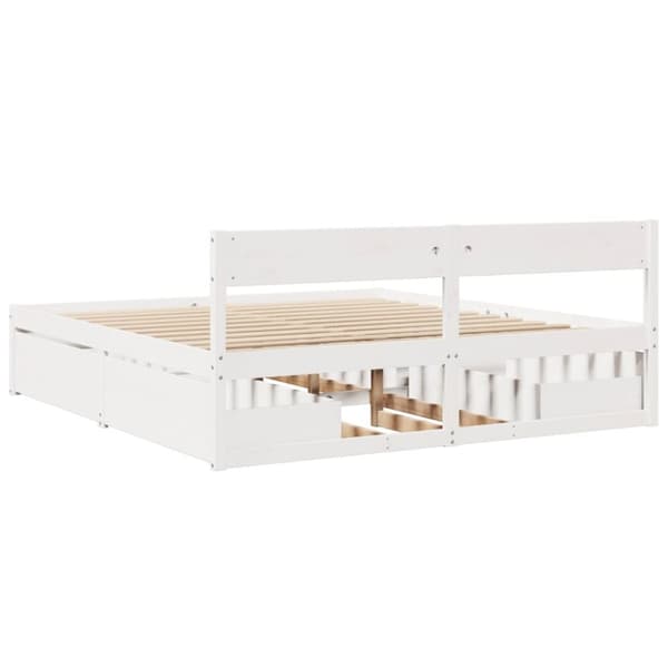 Sängram utan madrass vit 180x200 cm massiv furu
