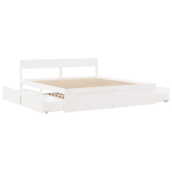 Sängram utan madrass vit 180x200 cm massiv furu