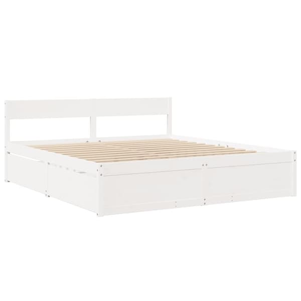 Sängram utan madrass vit 180x200 cm massiv furu