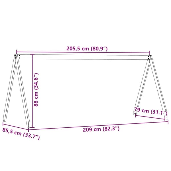 stel til husseng 209x85,5x88 cm massivt fyrretræ