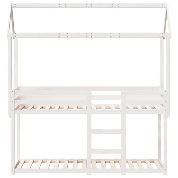 køjeseng med tag 80x200 cm massivt fyrretræ hvid