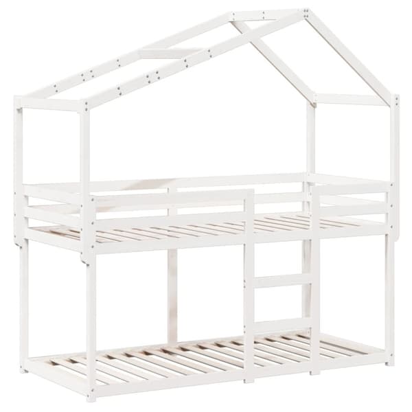 Våningssäng med tak vit 75x190 cm massiv furu