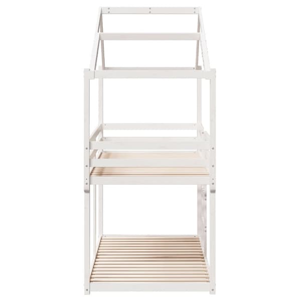 Våningssäng med tak vit 75x190 cm massiv furu