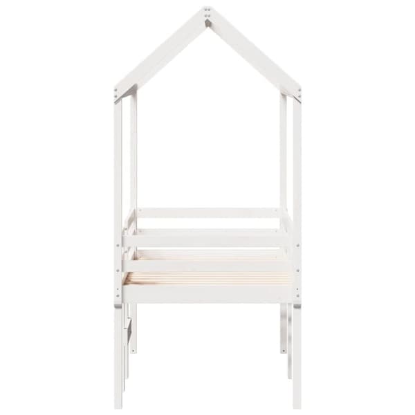 Hög säng med tak vit 80x200 cm massiv furu