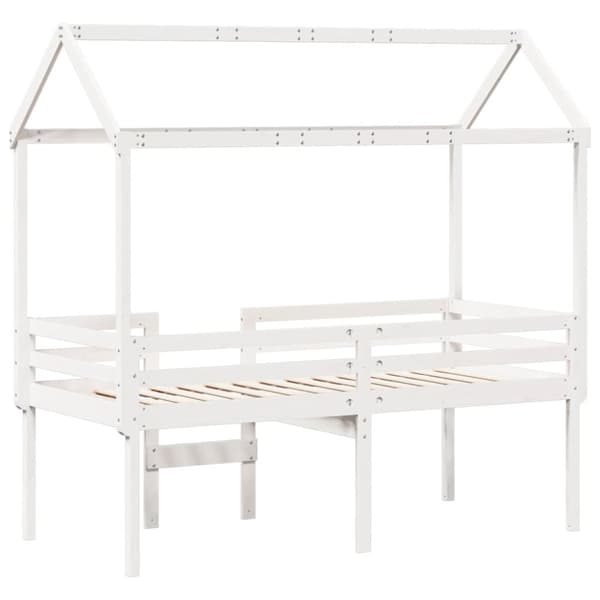 Hög säng med tak vit 80x200 cm massiv furu
