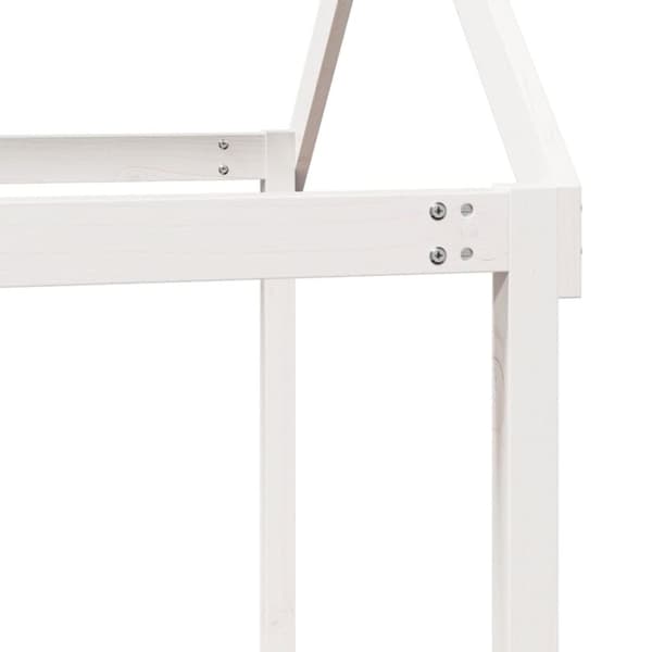 Hög säng med tak vit 80x200 cm massiv furu
