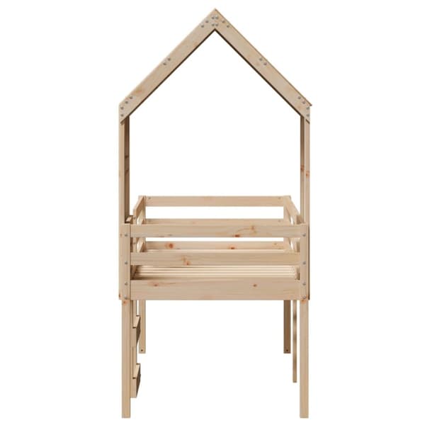 Hög säng med tak 75x190 cm massiv furu