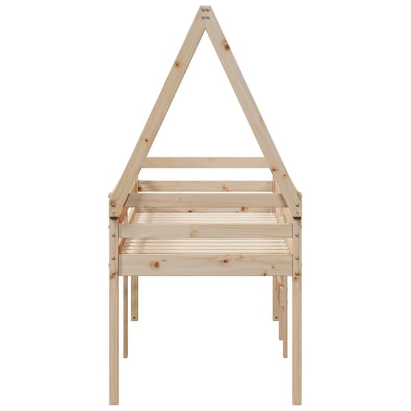 Hög säng med tak 90x200 cm massiv furu