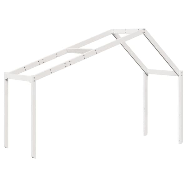Våningssäng med stege och tak vit 90x200 cm massiv furu
