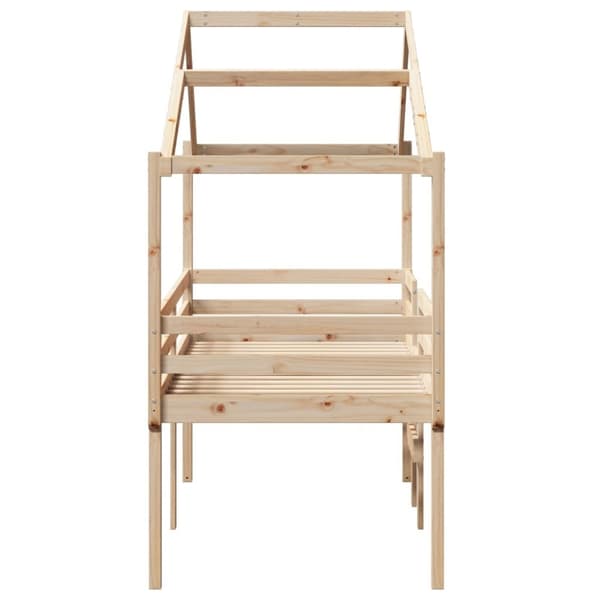 Hög säng med tak 90x200 cm massiv furu