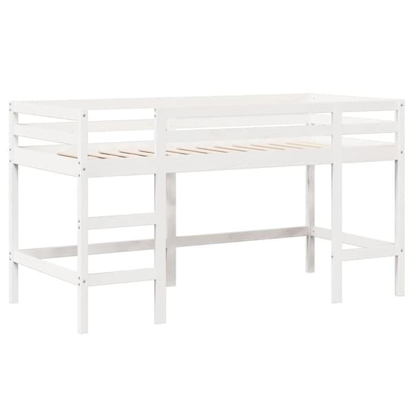højseng med stige og tag 90x200 cm massivt fyrretræ