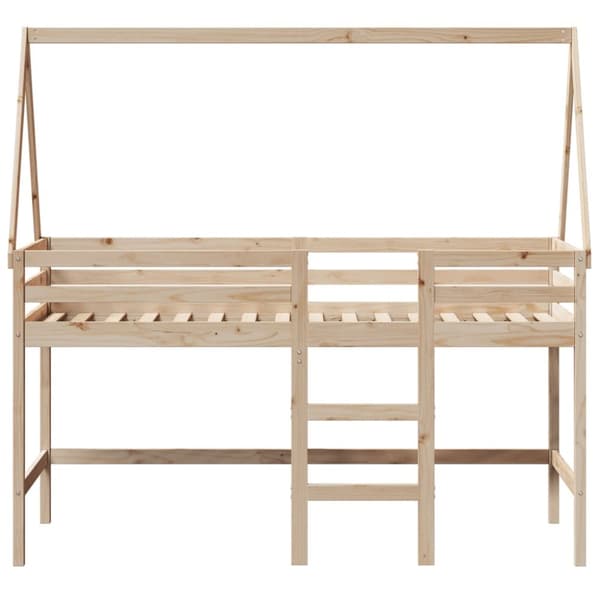 Våningssäng med stege och tak 90x190 cm massiv furu