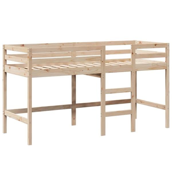 Våningssäng med stege och tak 90x190 cm massiv furu