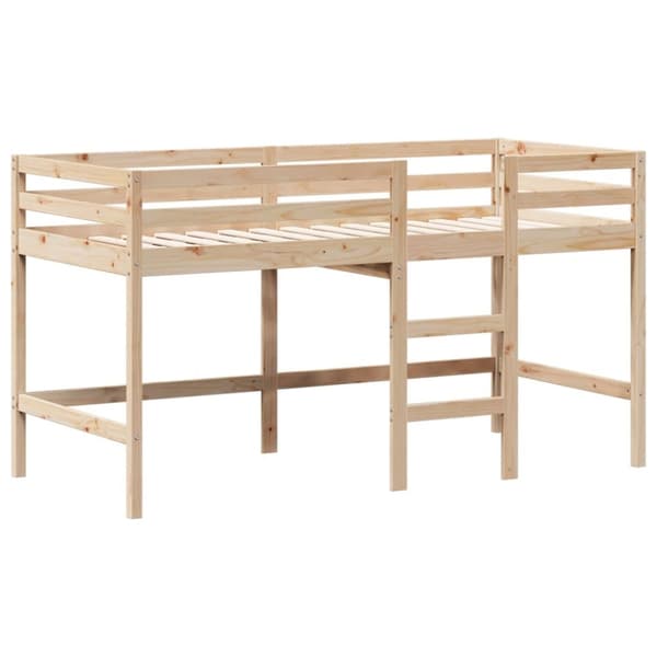 Våningssäng med stege och tak 90x190 cm massiv furu