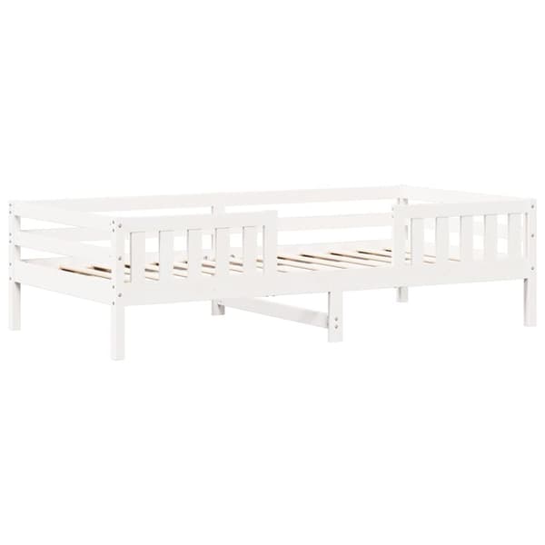 Sängram med tak vit 100x200 cm massiv furu