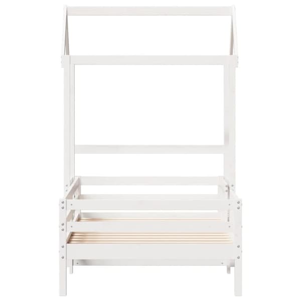 sengeramme med tag 75x190 cm massivt fyrretræ hvid