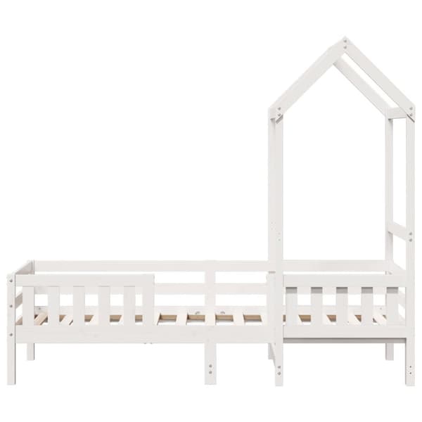 sengeramme med tag 75x190 cm massivt fyrretræ hvid