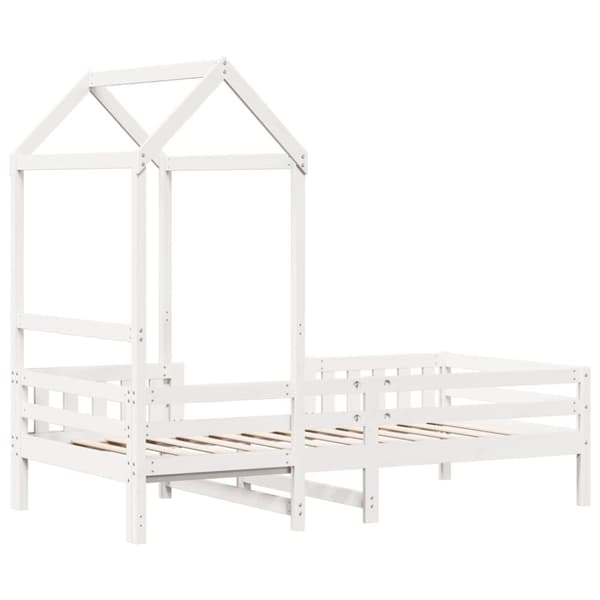 sengeramme med tag 75x190 cm massivt fyrretræ hvid