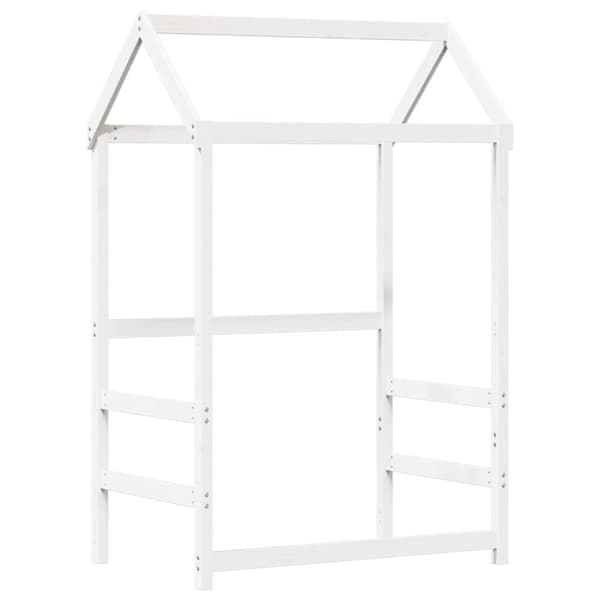 Sängram med tak vit 90x200 cm massiv furu