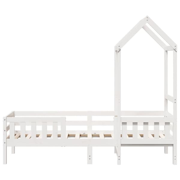 Sängram med tak vit 90x200 cm massiv furu
