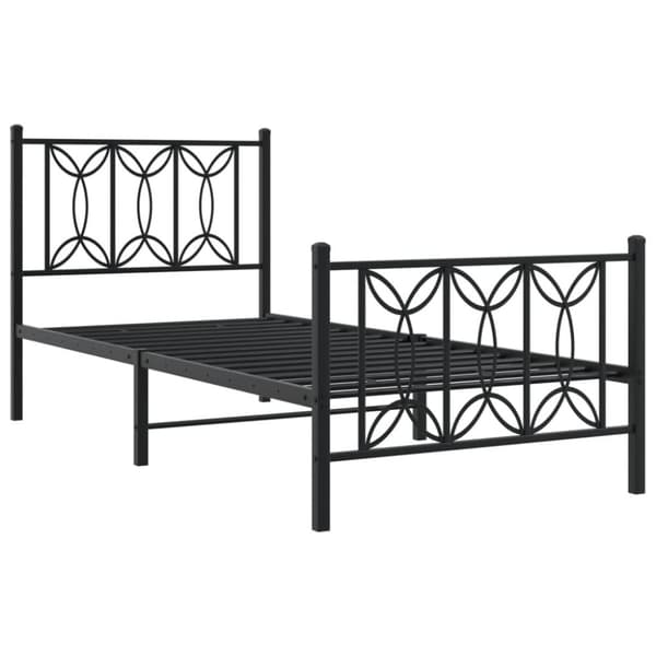 Metallinen sängynrunko päädyillä musta 90x200 cm