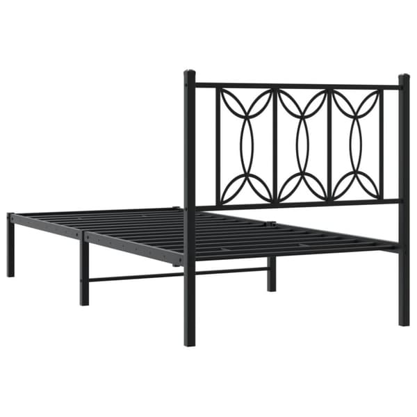 Metallinen sängynrunko päädyllä musta 75x190 cm