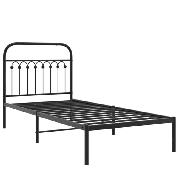 Metallinen sängynrunko päädyllä musta 90x200 cm