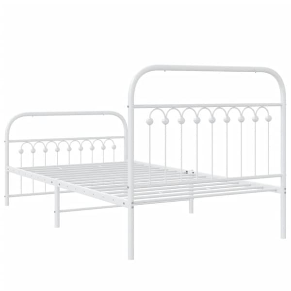 sengeramme med sengegavl og fodgærde 100x200 cm metal hvid