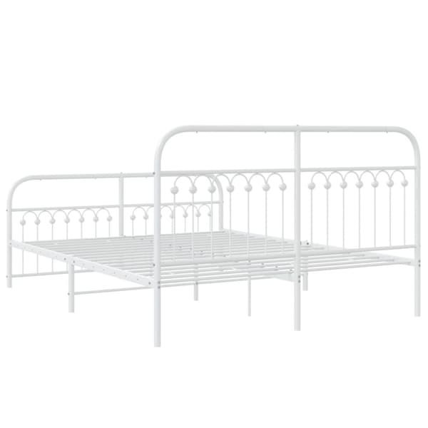 sengeramme med sengegavl og fodgærde 150x200 cm metal hvid