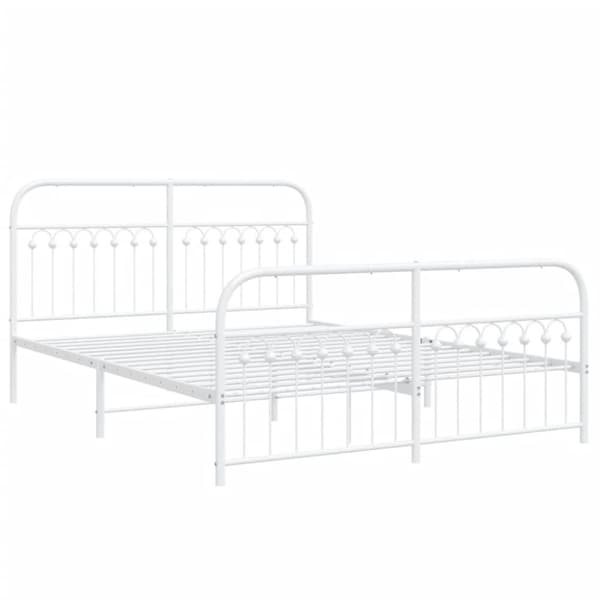 sengeramme med sengegavl og fodgærde 150x200 cm metal hvid