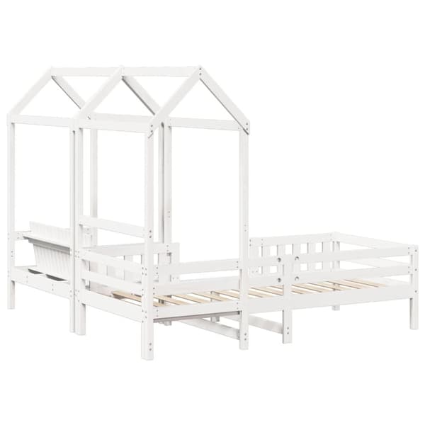 husseng med bænk 90x190 cm massivt fyrretræ hvid