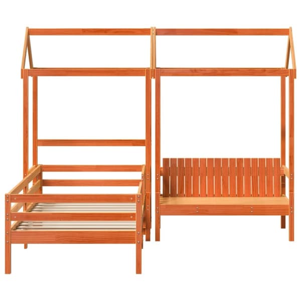 husseng med bænk 90x200 cm massivt fyrretræ gyldenbrun