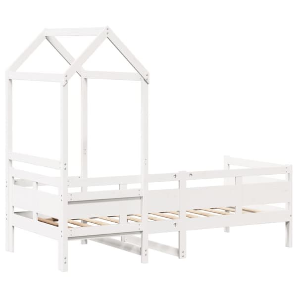 Dagbädd med tak vit 90x190 cm massiv furu