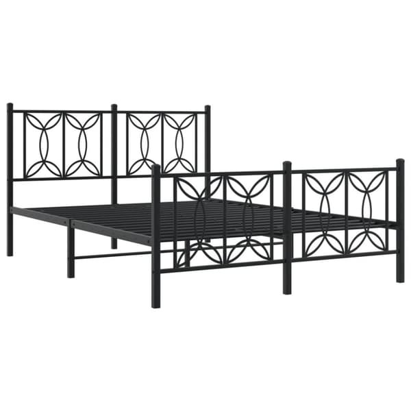sengeramme med sengegavl og fodgærde 135x190 cm metal sort