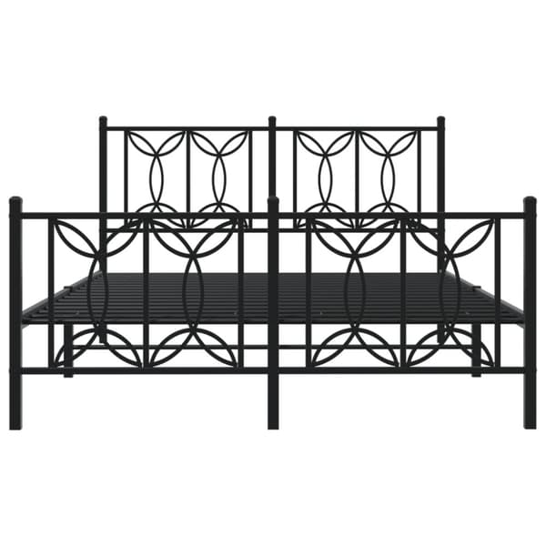 sengeramme med sengegavl og fodgærde 135x190 cm metal sort