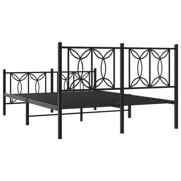 sengeramme med sengegavl og fodgærde 135x190 cm metal sort