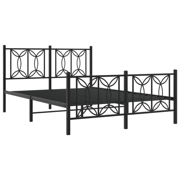 sengeramme med sengegavl og fodgærde 135x190 cm metal sort