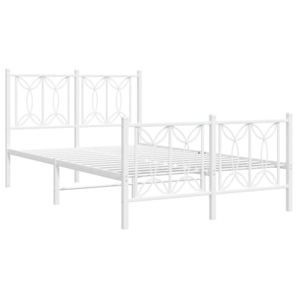 sengeramme med sengegavl og fodgærde 120x200 cm metal hvid